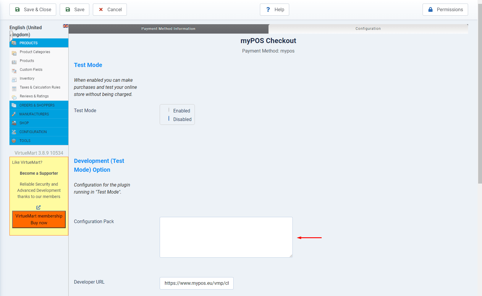 VirtueMart Configuration