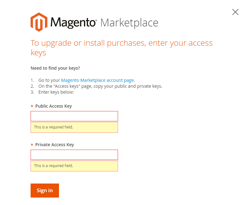 Sign In with Access Keys
