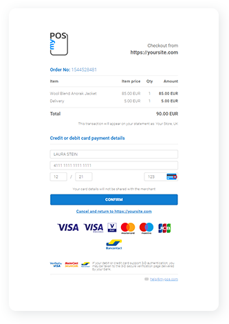 Online payments checkout
