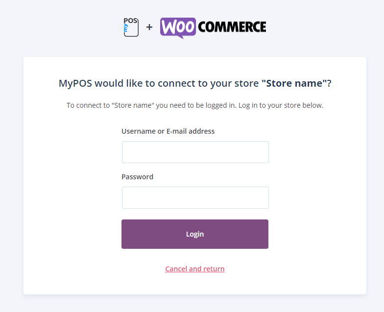 myPOS and WooCommerce login